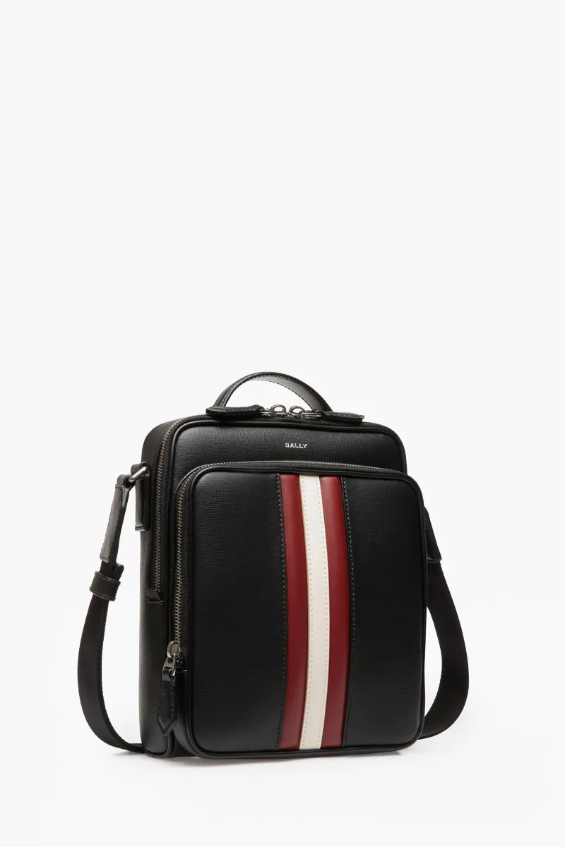 BALLY Mythos Crossbody Bag in Black Bovine Leather with Stripe 1