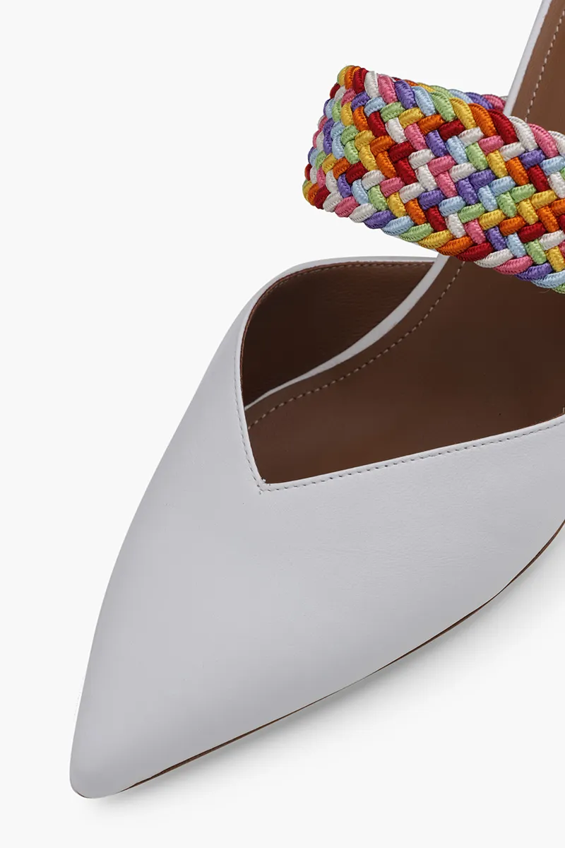 MALONE SOULIERS Maisie Kitten Mules 45mm in White/Multicolor Nappa Leather 4