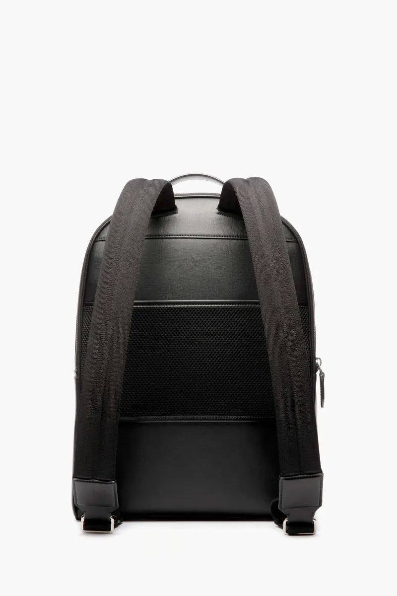 BALLY Mythos Backpack in Black Leather with Stripes 2