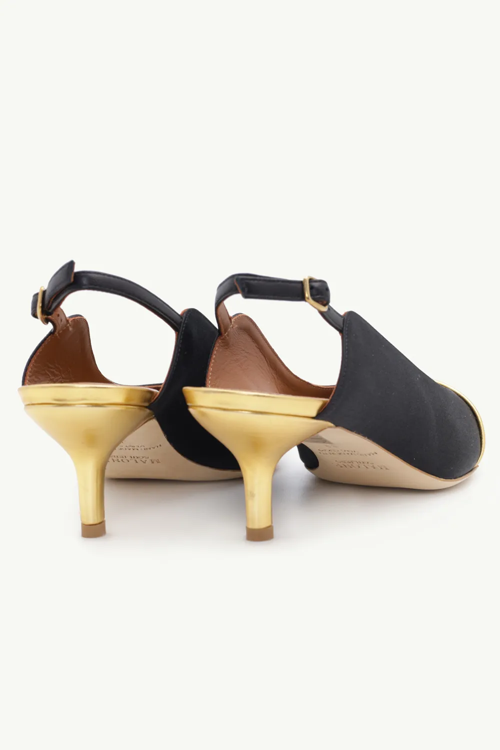MALONE SOULIERS Marion Pumps 45mm in Black Satin/Gold 2