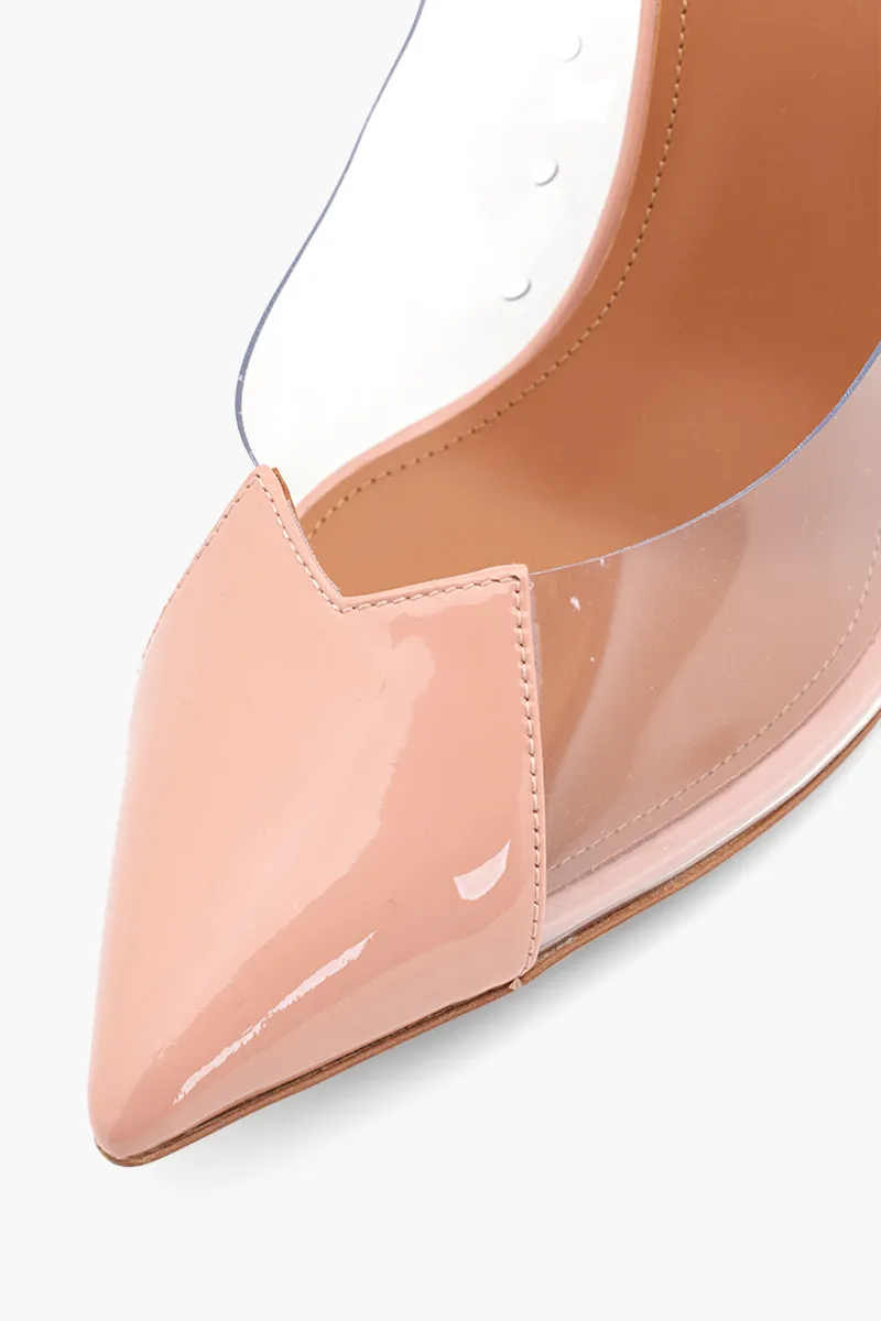MALONE SOULIERS Marli Mules 70mm in Nude/Clear PVC x Patent 4