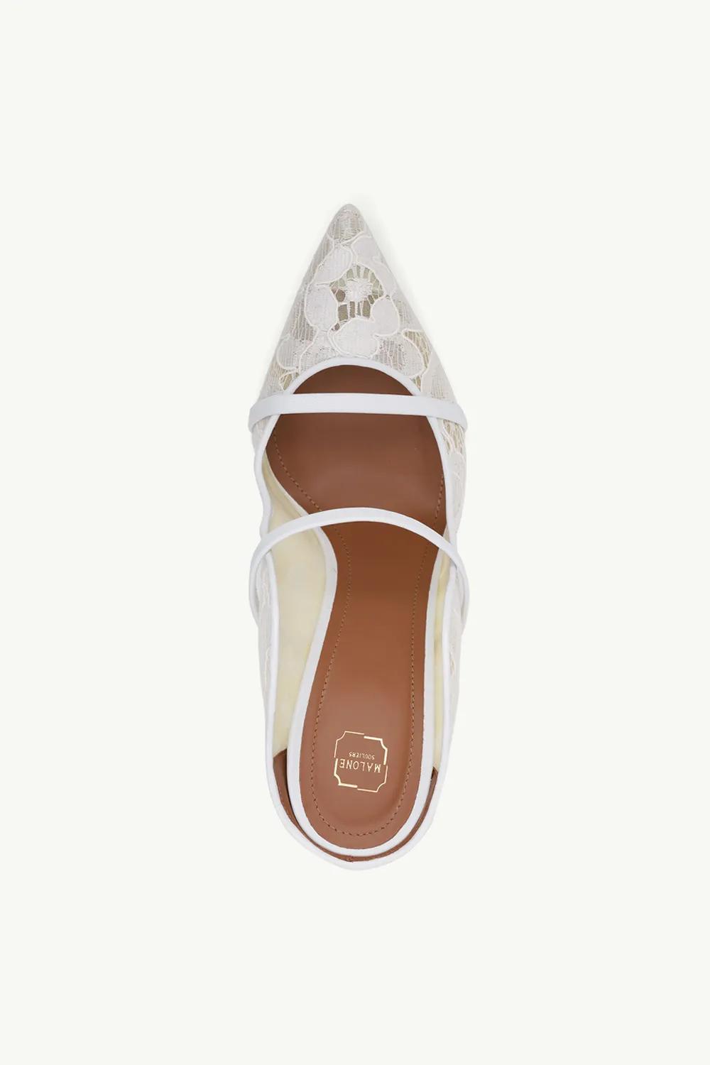 MALONE SOULIERS Maureen Pumps 85mm in White Lace Mesh/Nappa 3