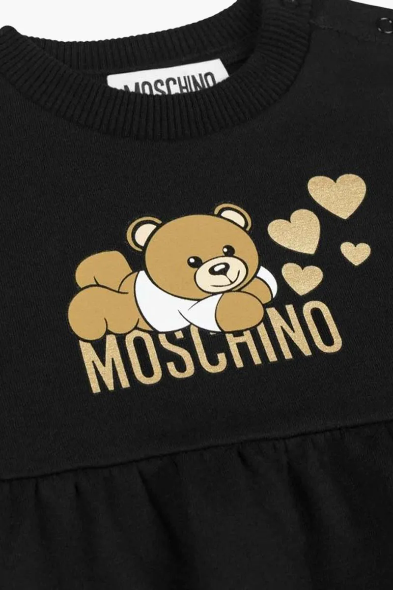 MOSCHINO Kids Midi Dress in Black Cotton 2