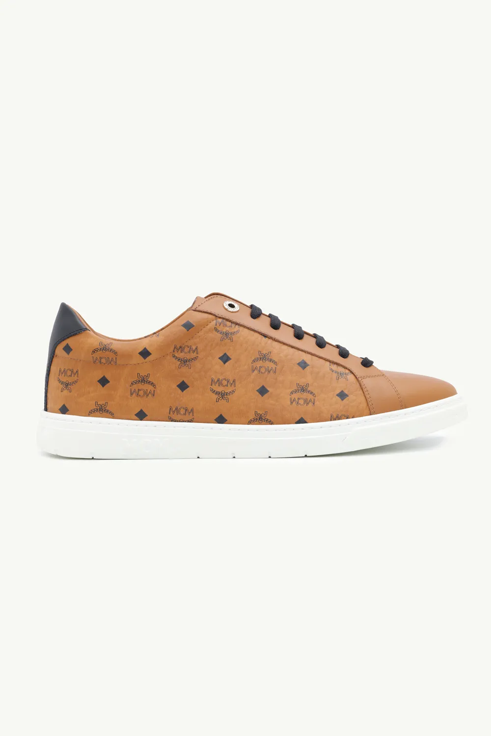 MCM Men Terrain Logo Embossed Low Sneakers in Cognac Visetos 0