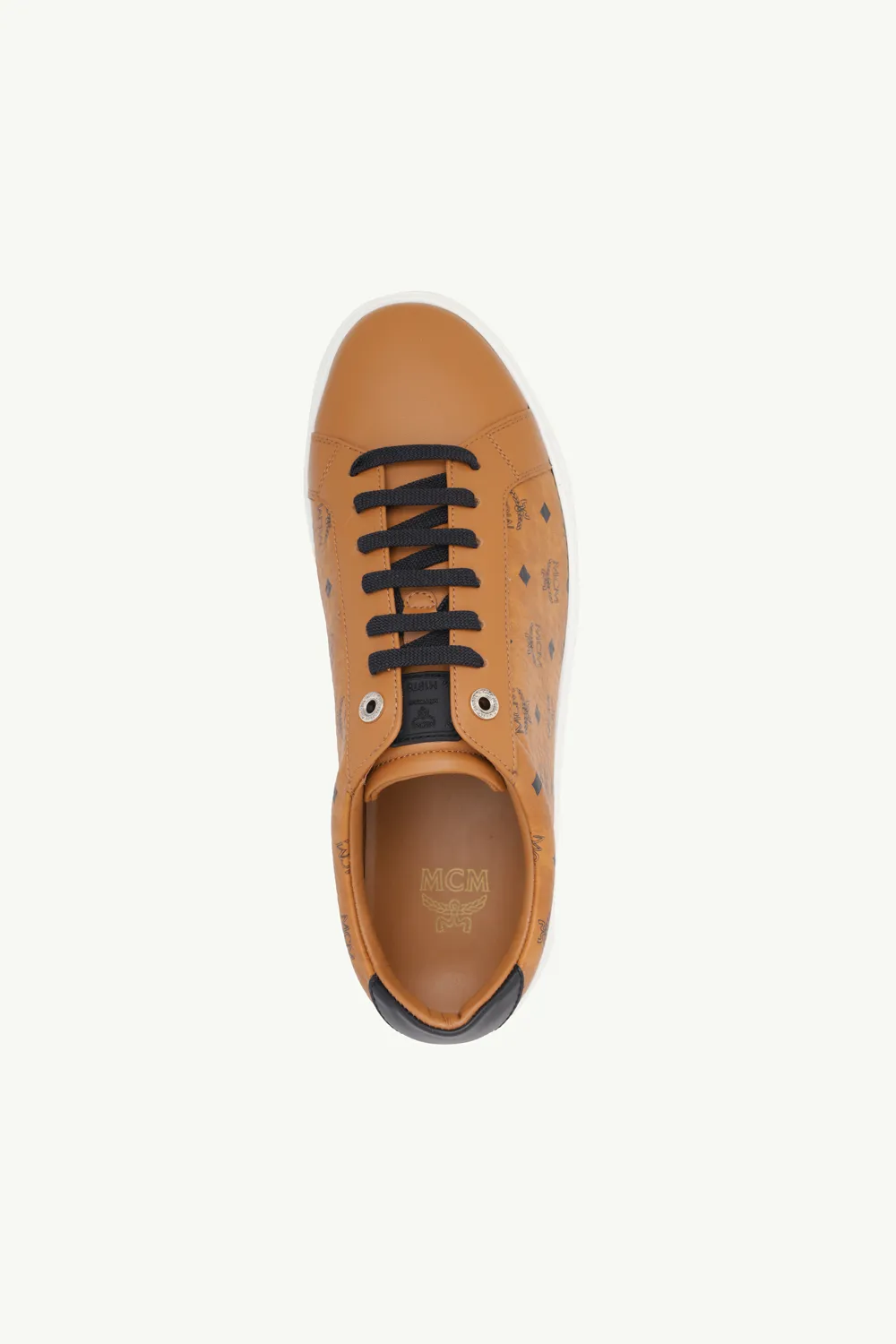 MCM Men Terrain Logo Embossed Low Sneakers in Cognac Visetos 3