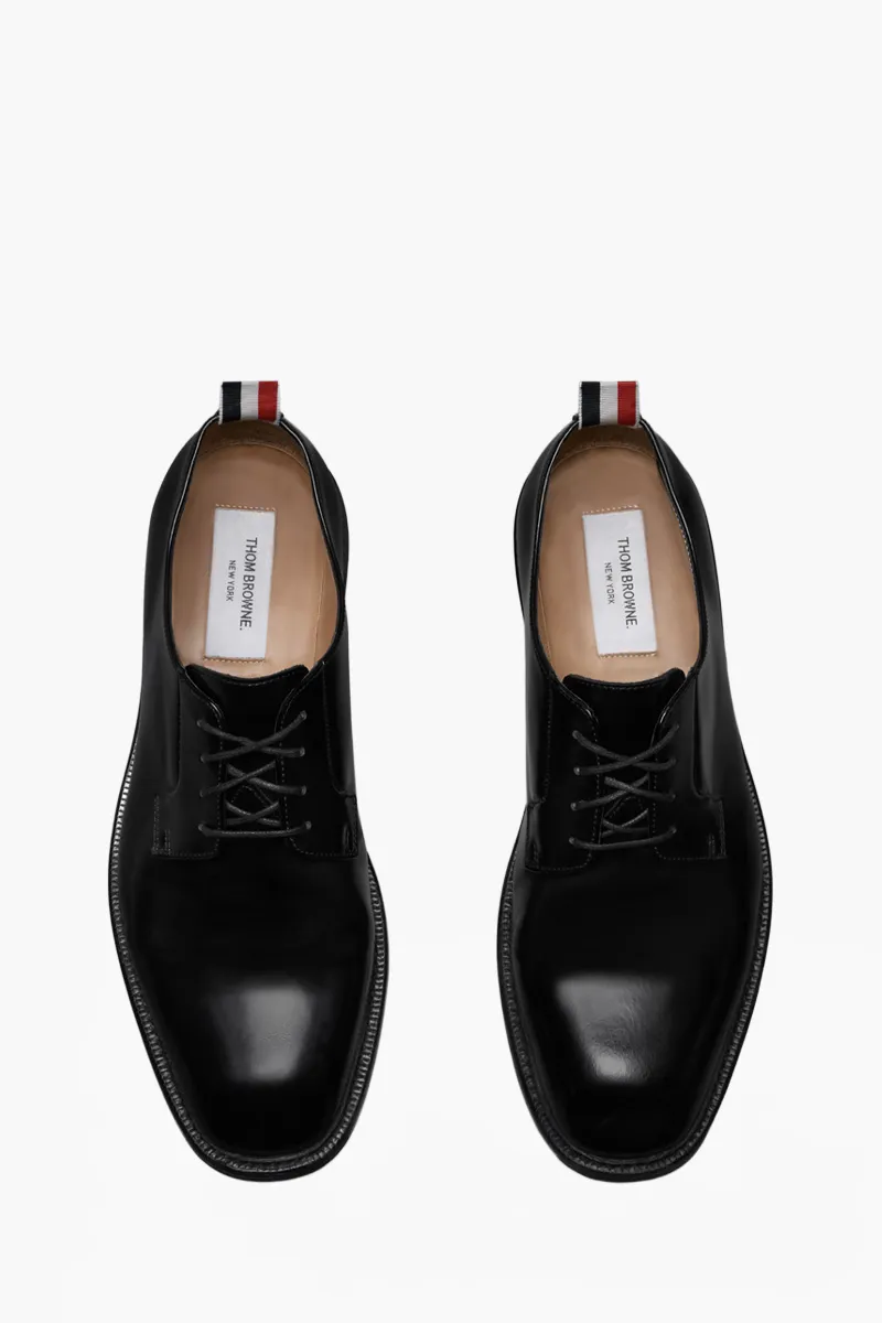 THOM BROWNE Men Rubber Heels Blucher Shoes in Black Soft Spazzolato Leather 2