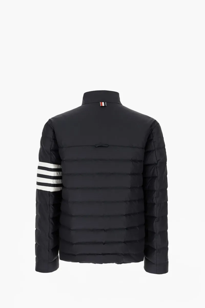 THOM BROWNE Men Shiny Ripstop Lightweight Down Filled 4-Bar Jacket in Navy Nylon 2