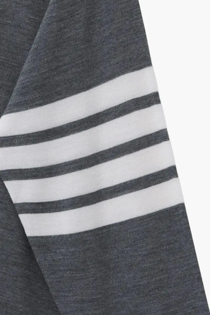 THOM BROWNE Men Classic 4-Bar V-Neck Cardigan in Med Grey Wool 2