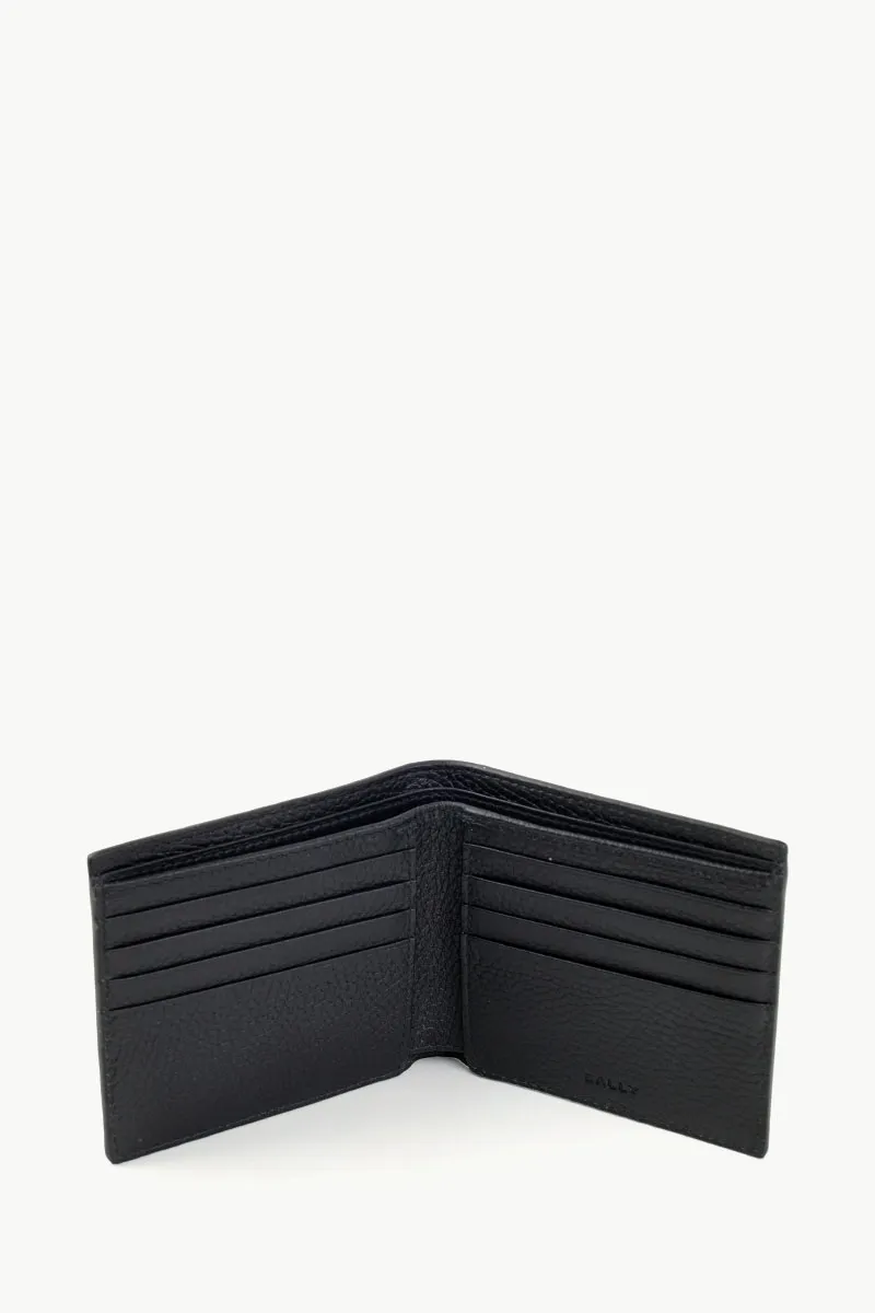 BALLY Men Ribbon Bi-Fold Wallet in Black/Red/White Grained Leather 4