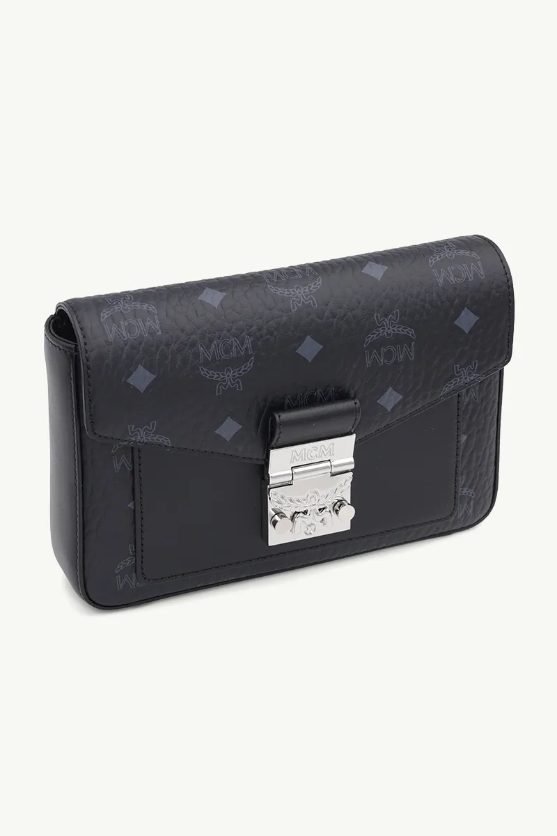 MCM Small Millie Flap Crossbody Bag in Black with Flat Front Pocket 2