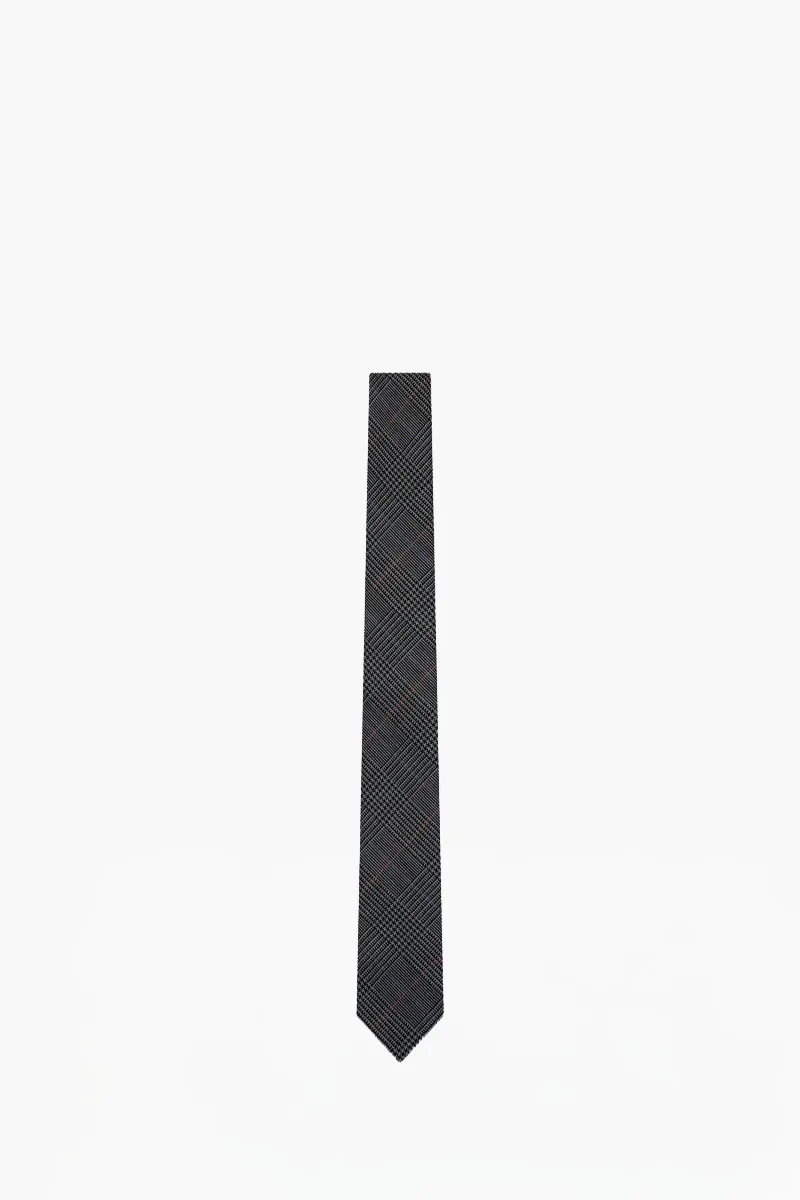 THOM BROWNE Men High Twist RWB Grossgrain Classic Tie in Dark Grey Wool 0