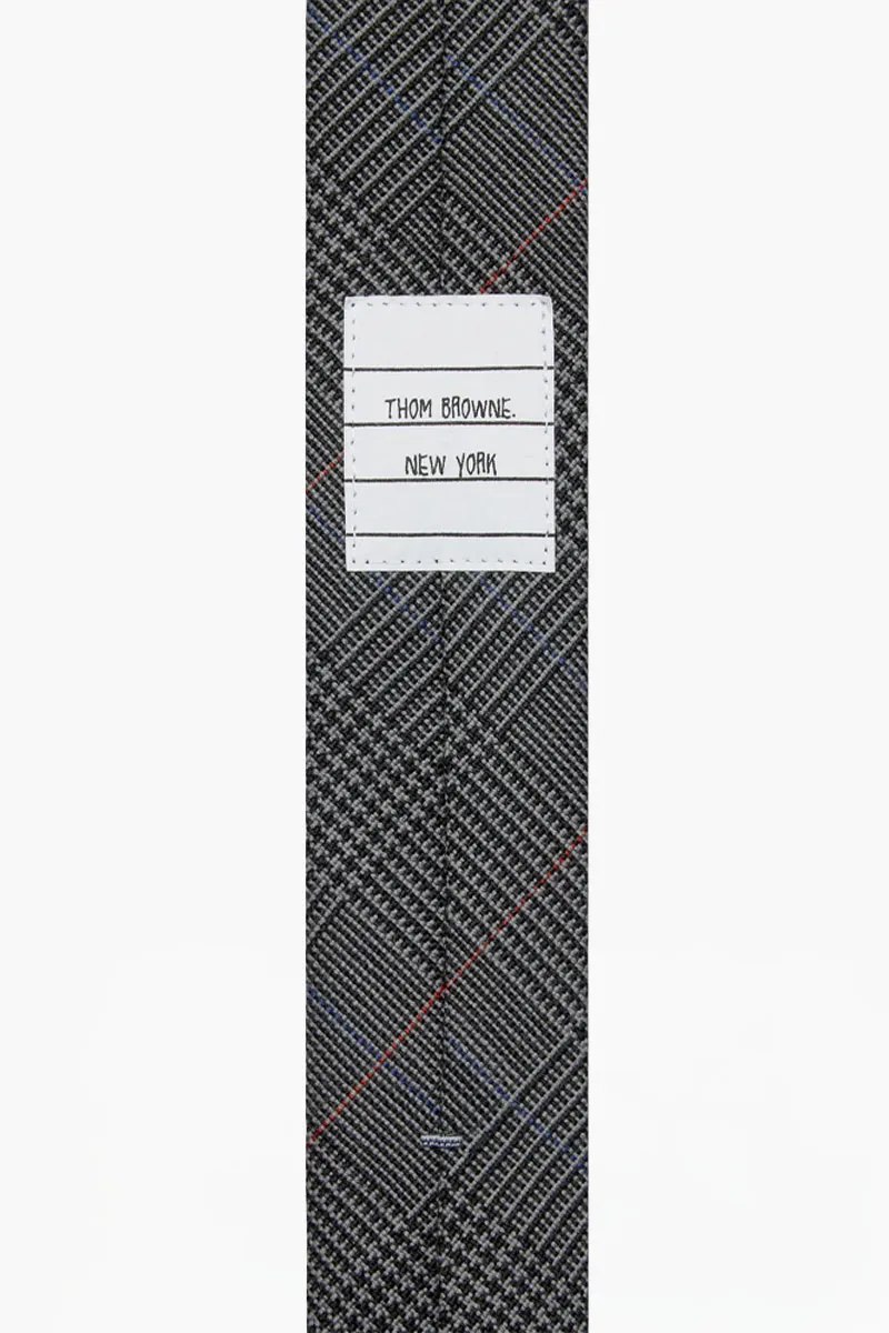 THOM BROWNE Men High Twist RWB Grossgrain Classic Tie in Dark Grey Wool 2