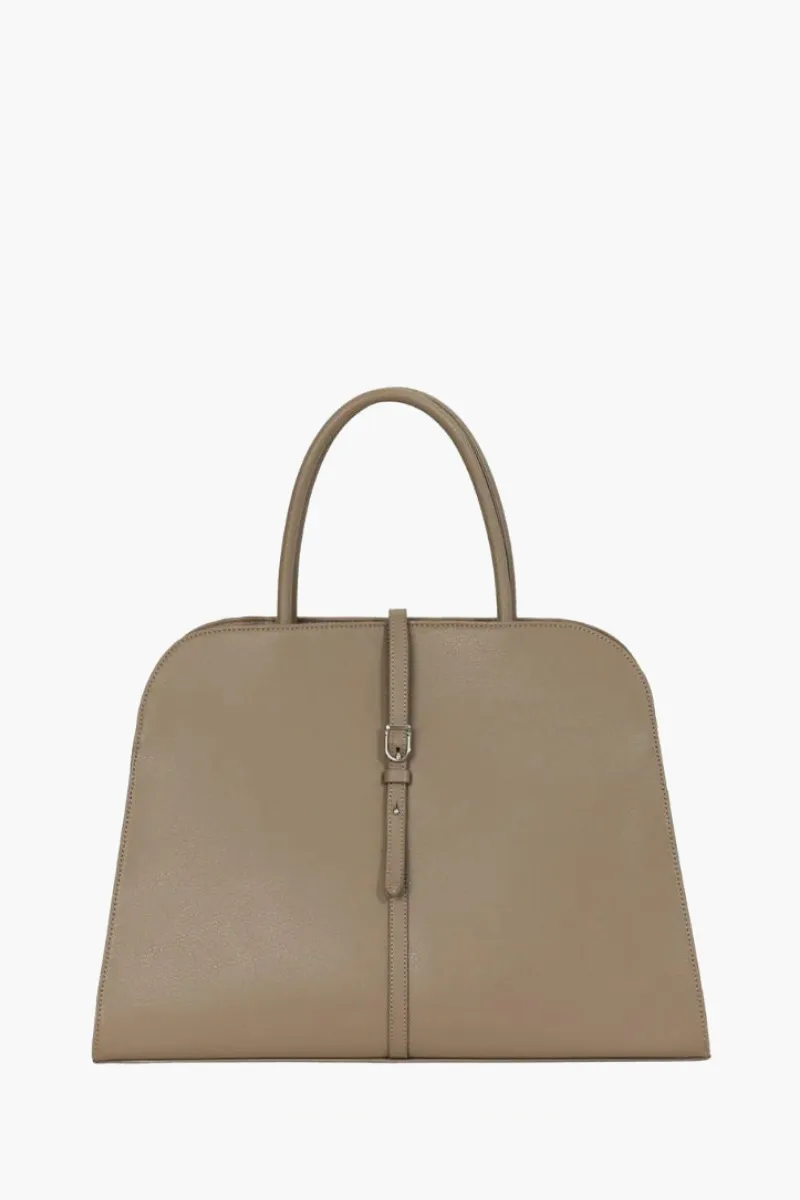 MONOROW Large Blanc Tote Bag in Etoupe Recycled Leather 0