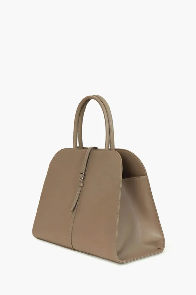 MONOROW Large Blanc Tote Bag in Etoupe Recycled Leather 1