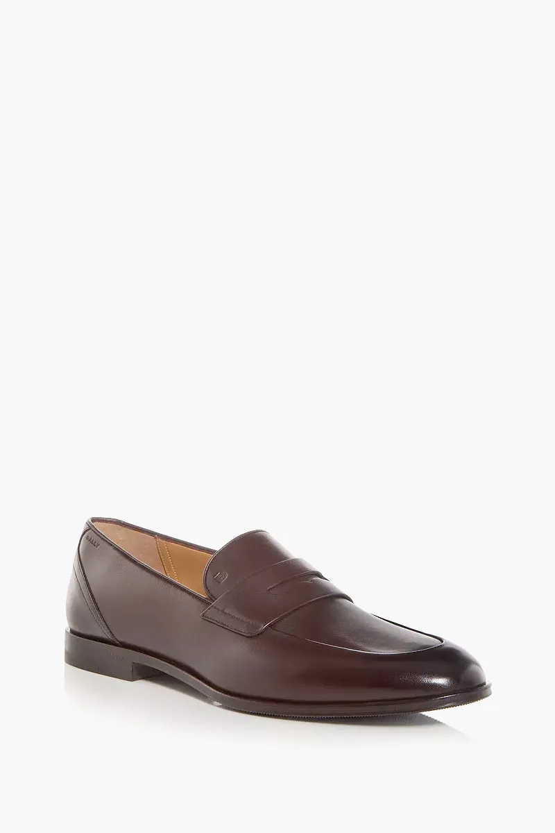 BALLY Men Windsor Penny Loafers in Brown Calf Leather 0