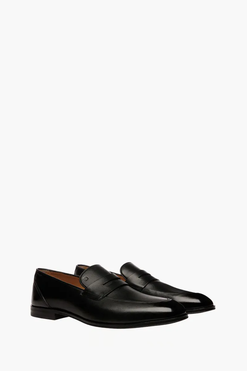 BALLY Men Windsor Penny Loafers in Black Calf Leather 2