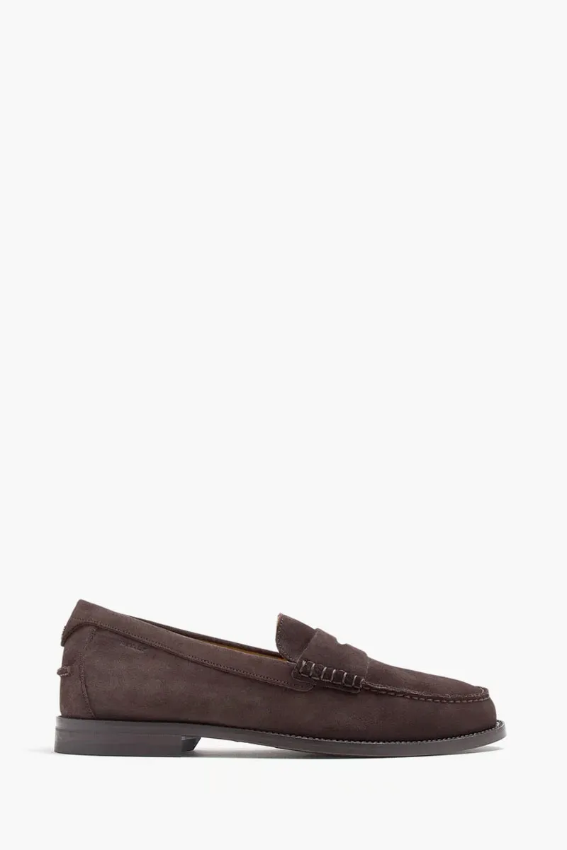 BALLY Men Charlex Penny Loafers in Dark Brown Suede Smooth Leather 0