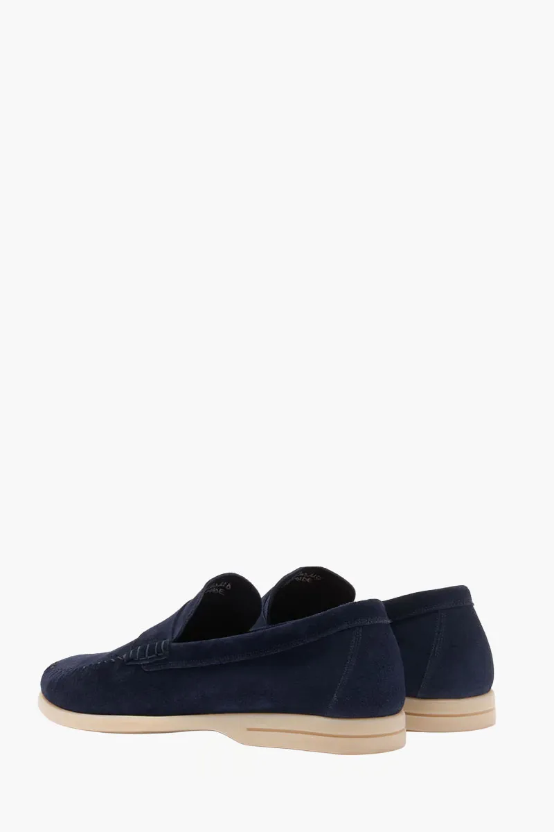 Bally Men Switz Moccasin Loafers in Blue Calf Suede 1