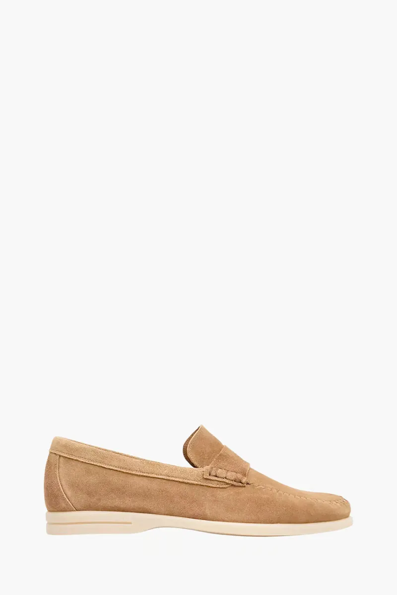 Bally Men Switz Moccasin Loafers in Deep Sepia Calf Suede 0