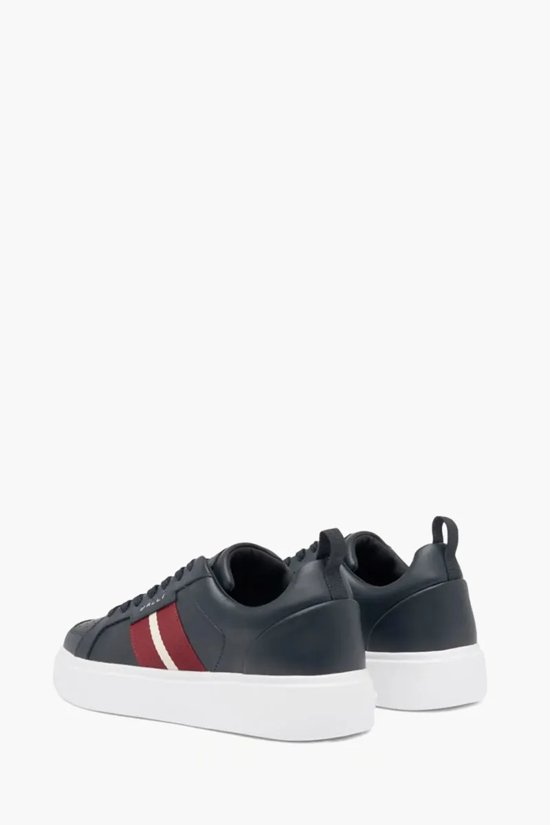 BALLY Men Blayze Sneakers in Blue/Red/White Plain Calf Leather with Ribbon 1