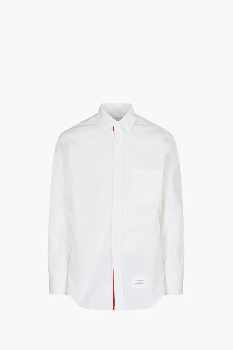 THOM BROWNE Men Classic Button Down Shirt in White Solid Poplin 0