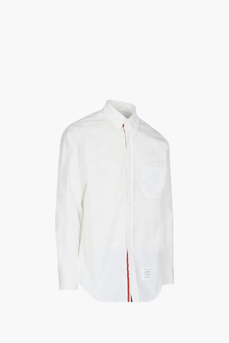 THOM BROWNE Men Classic Button Down Shirt in White Solid Poplin 1