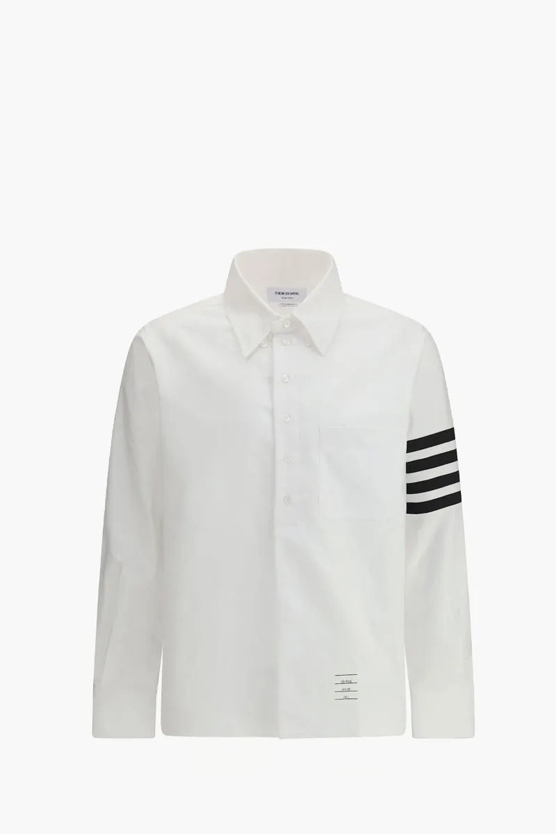 THOM BROWNE Men 4-Bar Oxford Shirt in White Cotton 0