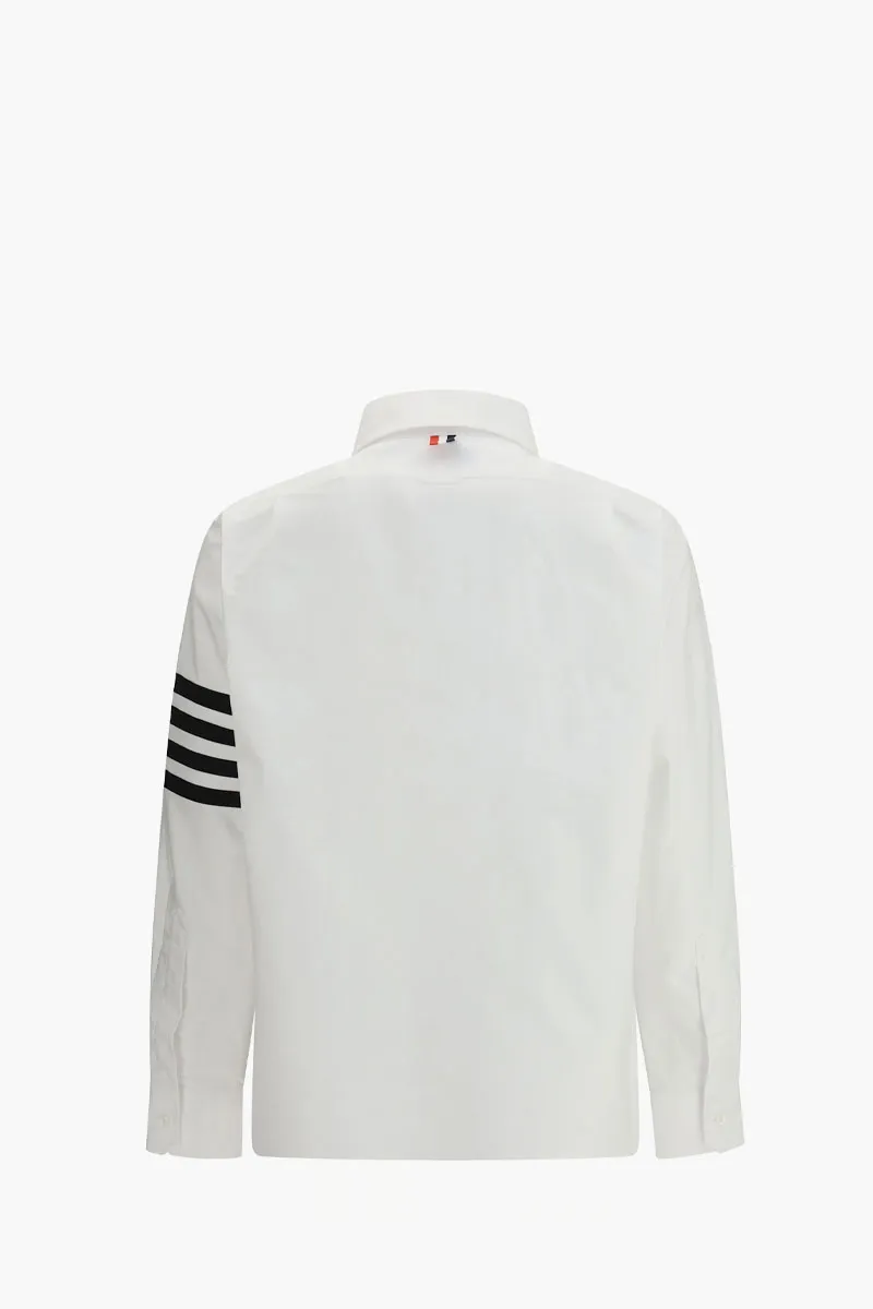 THOM BROWNE Men 4-Bar Oxford Shirt in White Cotton 1