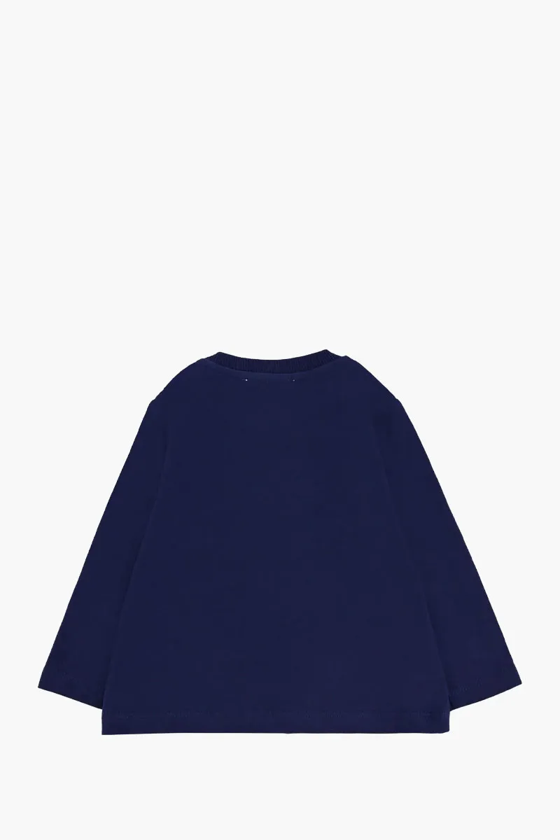 MOSCHINO Kids Long-Sleeved T-Shirt in Dark Blue with Teddy Bear Logo 1