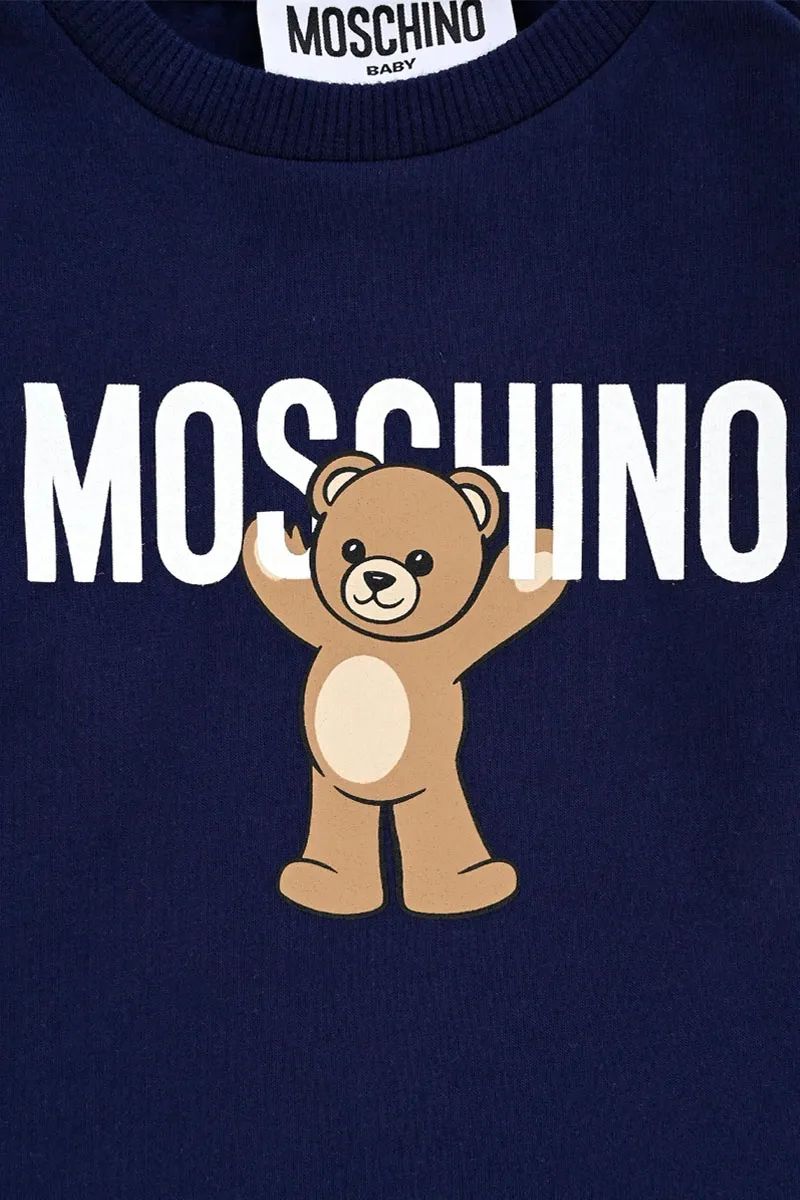 MOSCHINO Kids Long-Sleeved T-Shirt in Dark Blue with Teddy Bear Logo 2