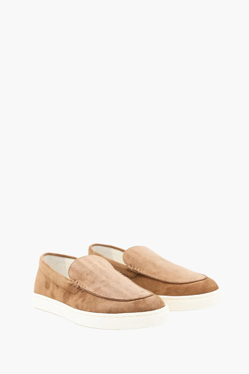BRUNELLO CUCINELLI Men Chevron-Effect Loafers in Brown Suede 2
