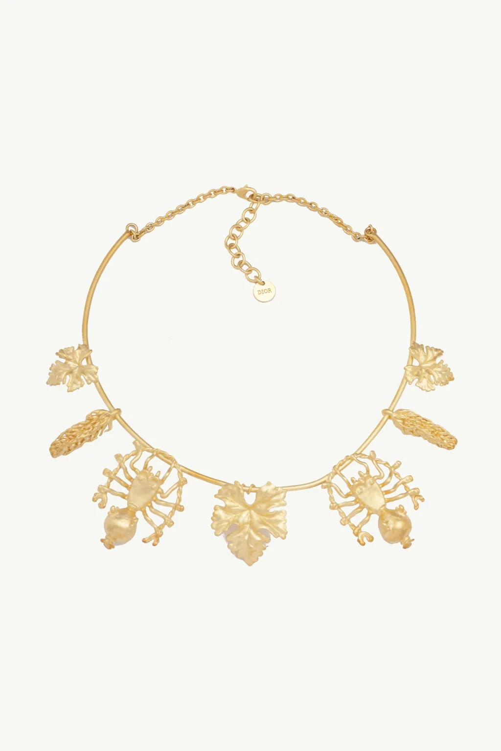 CHRISTIAN DIOR Mille Fleurs De Dior Necklace in Gold-Finish Metal with Spider/Grape Leaf/Wheat 0