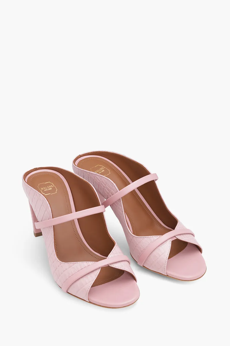 MALONE SOULIERS Norah Pumps 70mm in Rose/Rose Croco-Embossed Leather 1