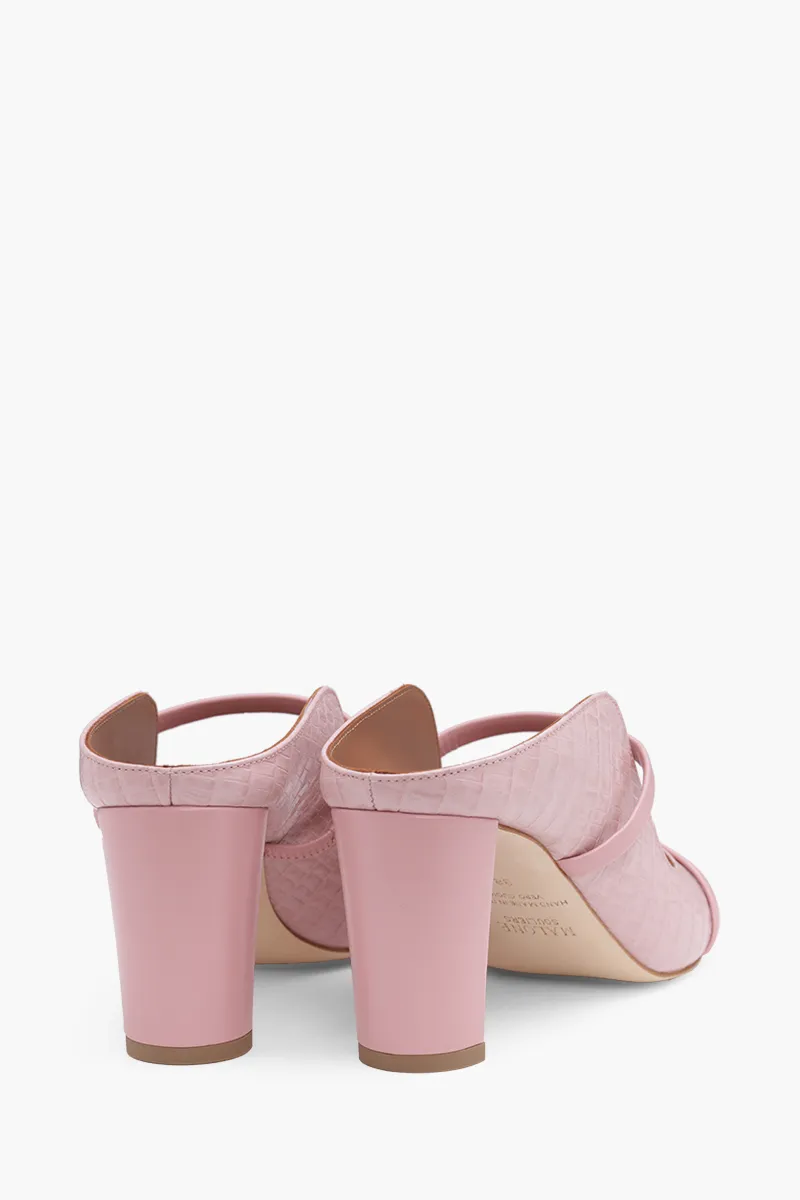 MALONE SOULIERS Norah Pumps 70mm in Rose/Rose Croco-Embossed Leather 2