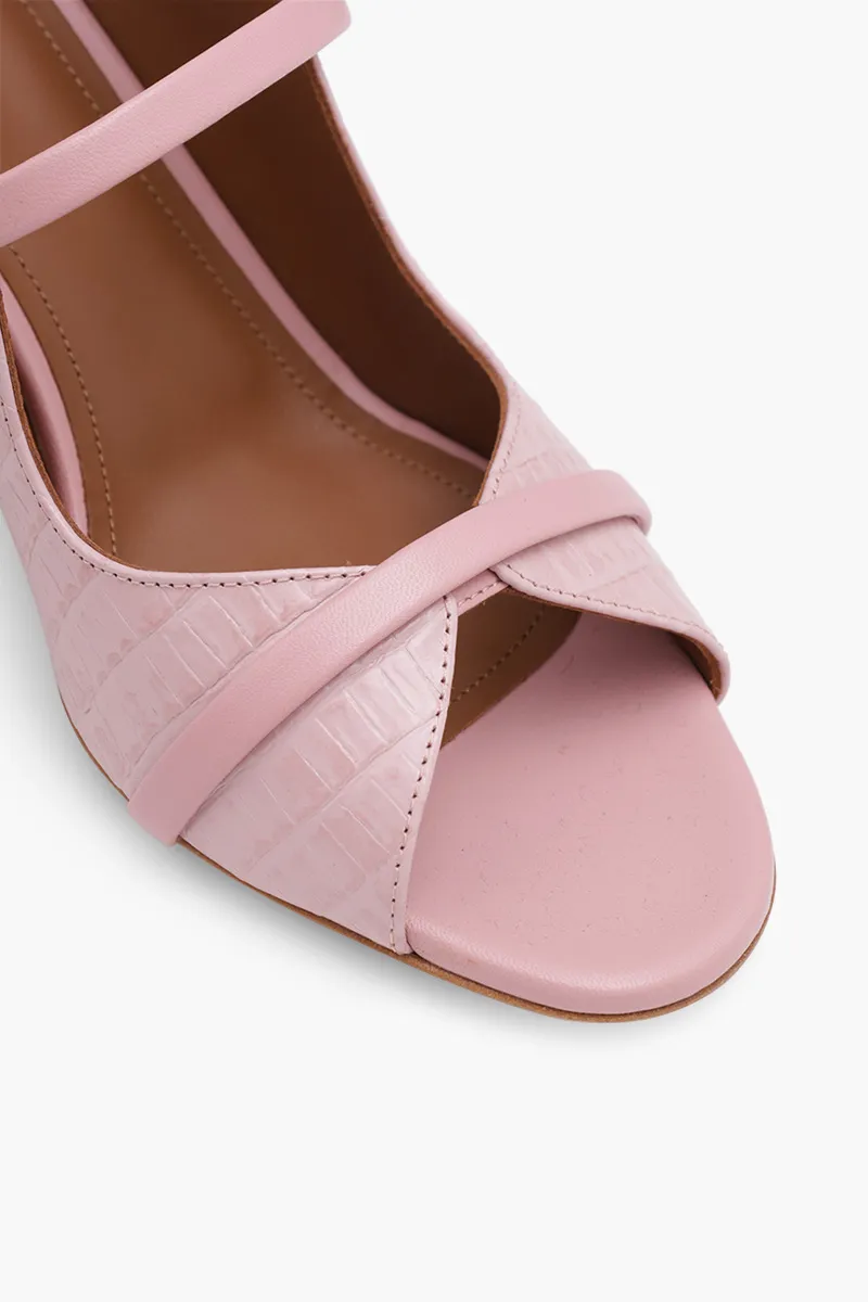 MALONE SOULIERS Norah Pumps 70mm in Rose/Rose Croco-Embossed Leather 4