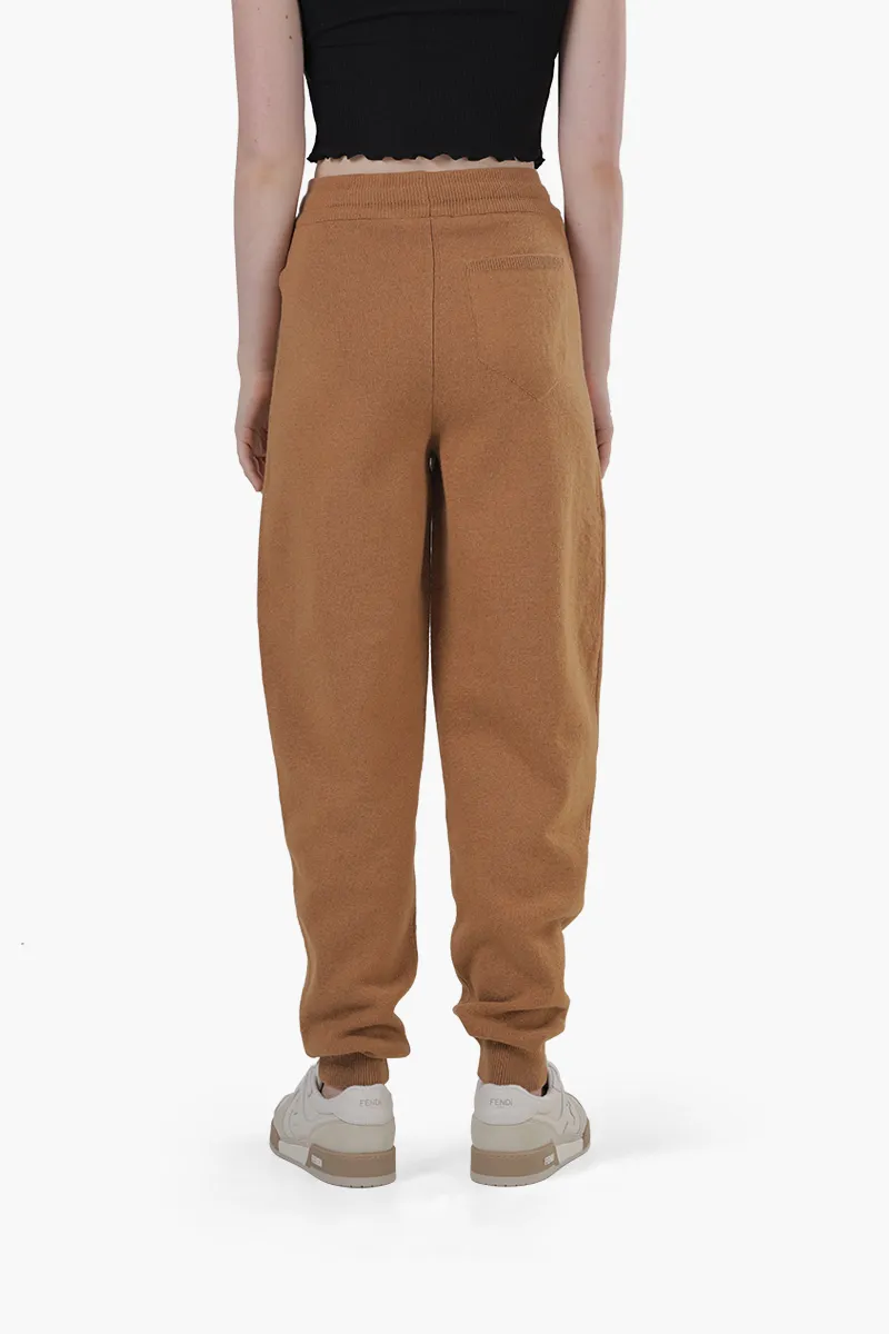 NANUSHKA Women Ylia Knit Track Pants in Camel Cashmere Blend 1