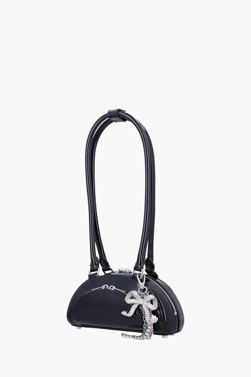 SELF-PORTRAIT Mini Bow Charm Curved Shoulder Bag in Black SHW Leather 1