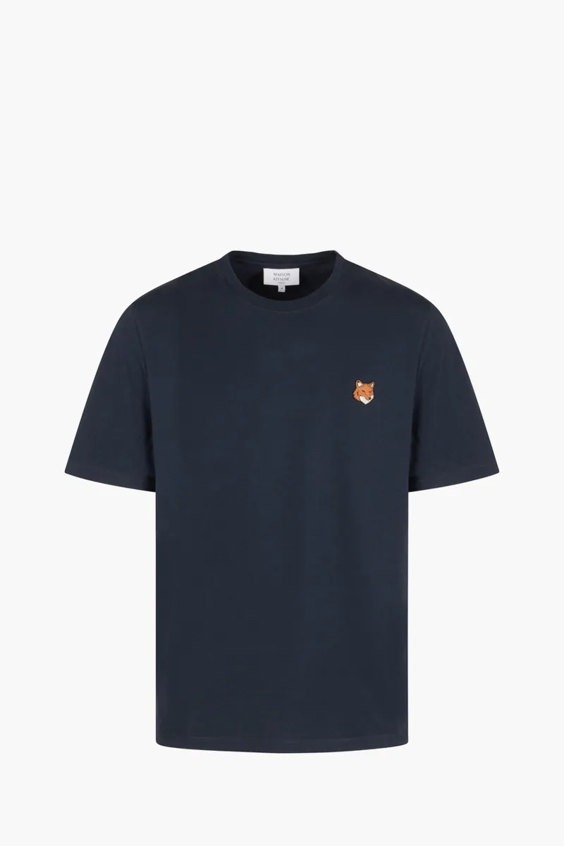 MAISON KITSUNE Men Fox Head Regular T-Shirt in Classic Navy Cotton 0