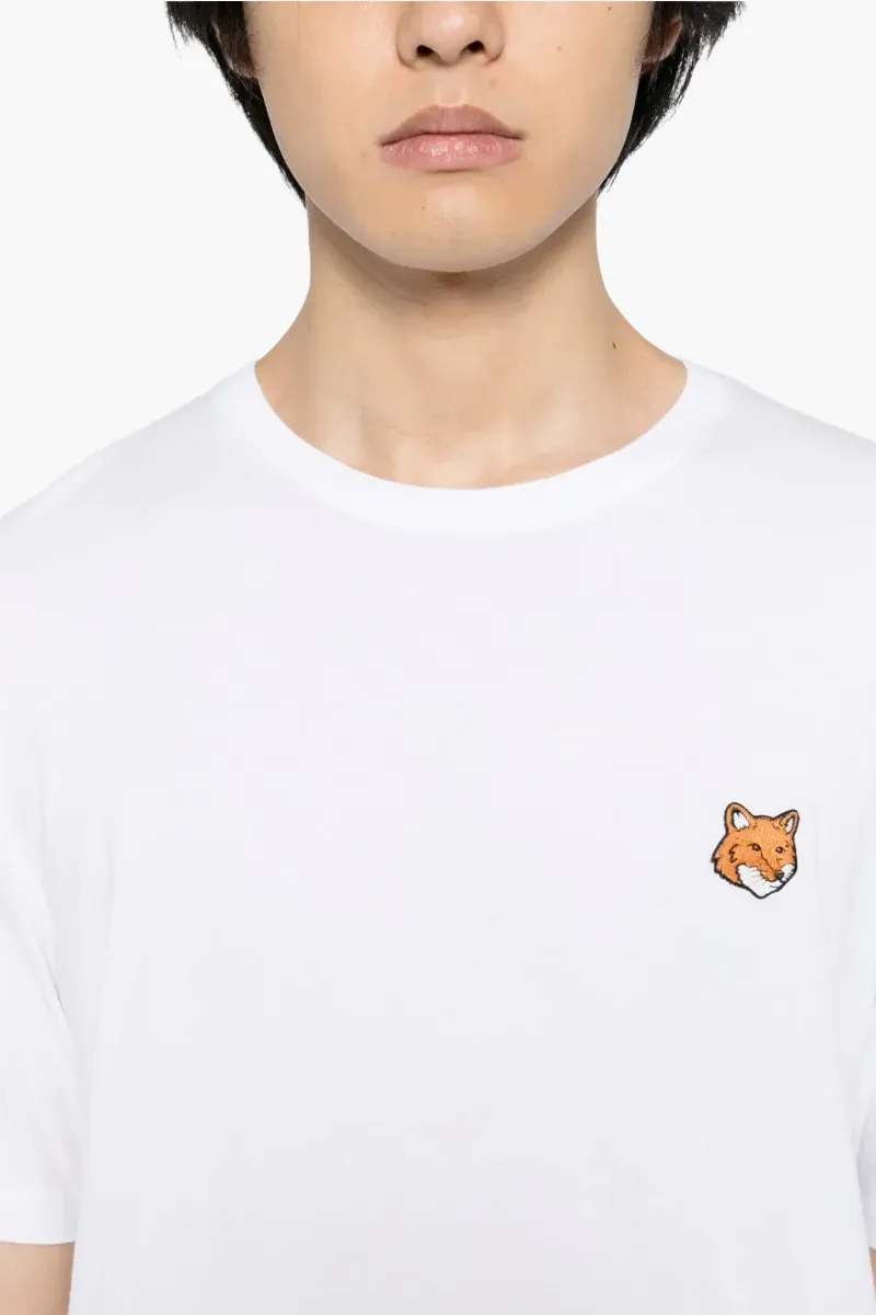 MAISON KITSUNE Men Fox Head Regular T-Shirt in White Cotton 3