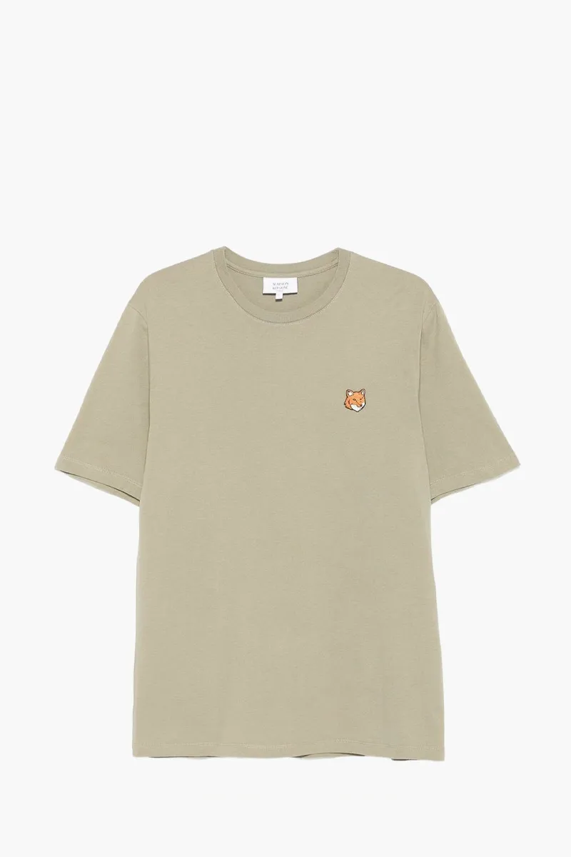 MAISON KITSUNE Men Fox Head Regular T-Shirt in Laurel Green Cotton 0
