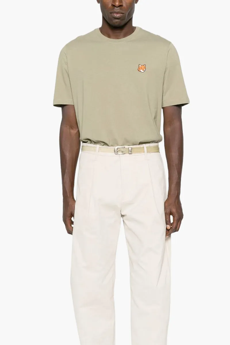 MAISON KITSUNE Men Fox Head Regular T-Shirt in Laurel Green Cotton 2
