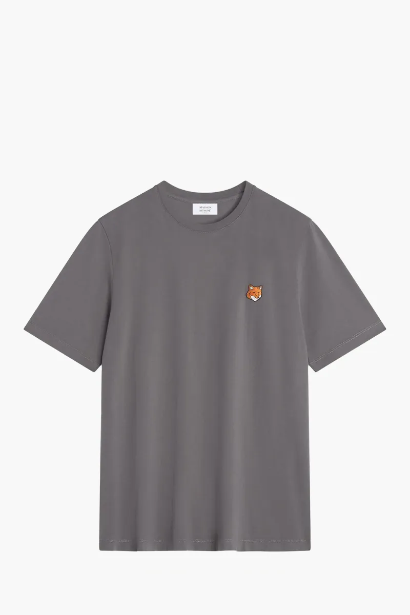 MAISON KITSUNE Men Fox Head Regular T-Shirt in Charcoal Cotton 0