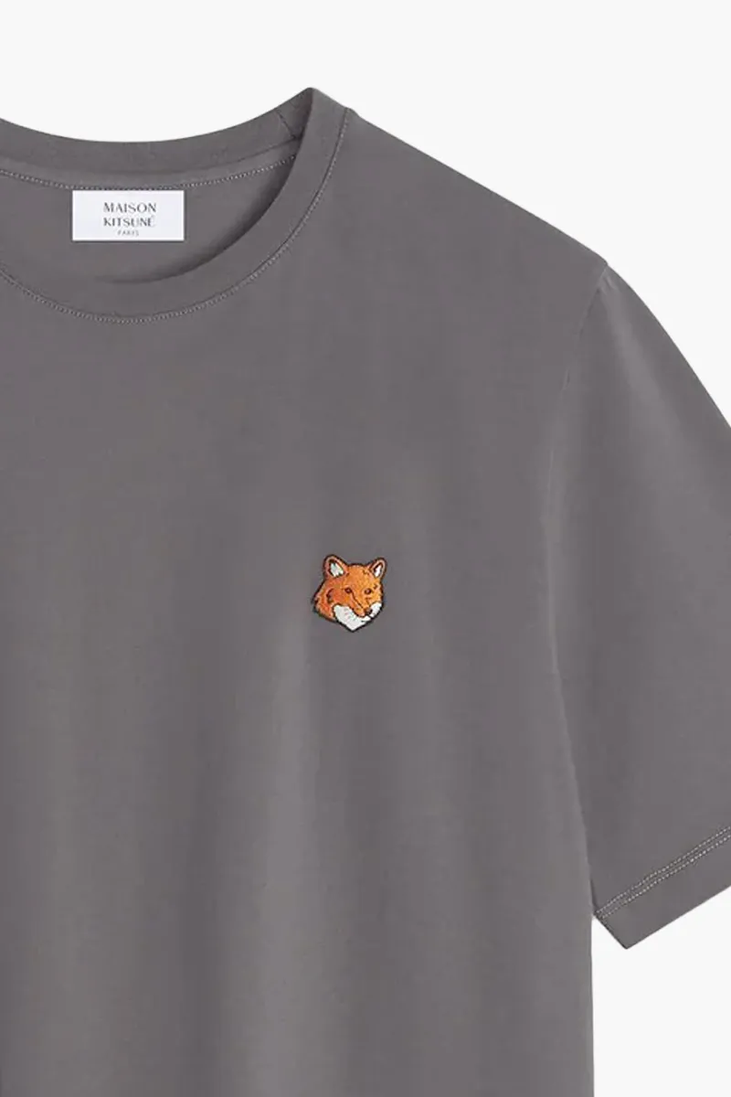 MAISON KITSUNE Men Fox Head Regular T-Shirt in Charcoal Cotton 2