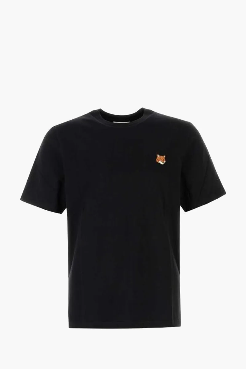 MAISON KITSUNE Men Fox Head Regular T-Shirt in Black Cotton 0