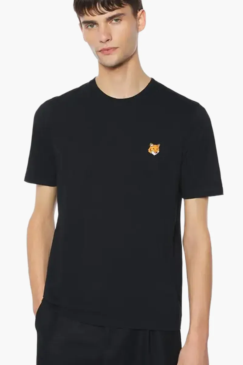 MAISON KITSUNE Men Fox Head Regular T-Shirt in Black Cotton 2