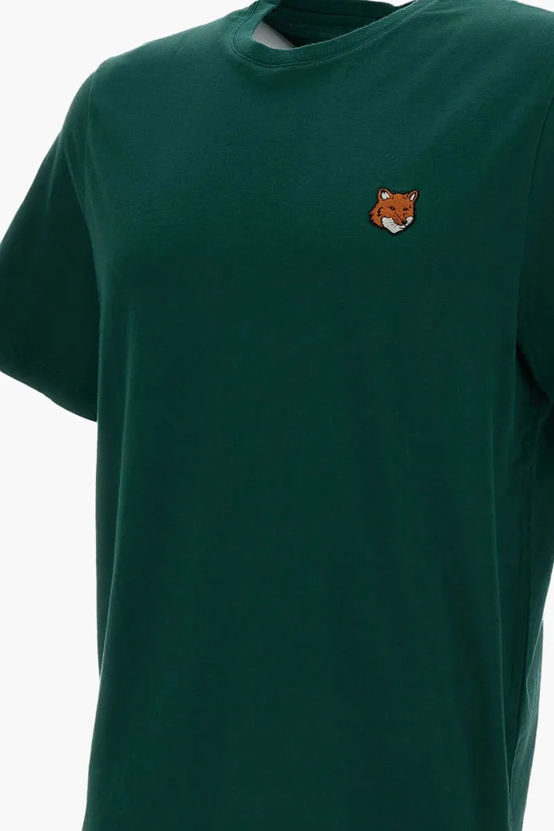 MAISON KITSUNE Men Fox Head Regular T-Shirt in Bottle Green Cotton 2