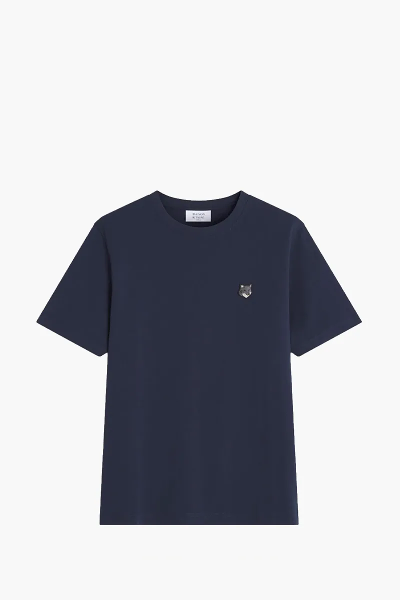 MAISON KITSUNE Men Fox Head Comfort T-Shirt in Classic Navy Cotton Jersey 0