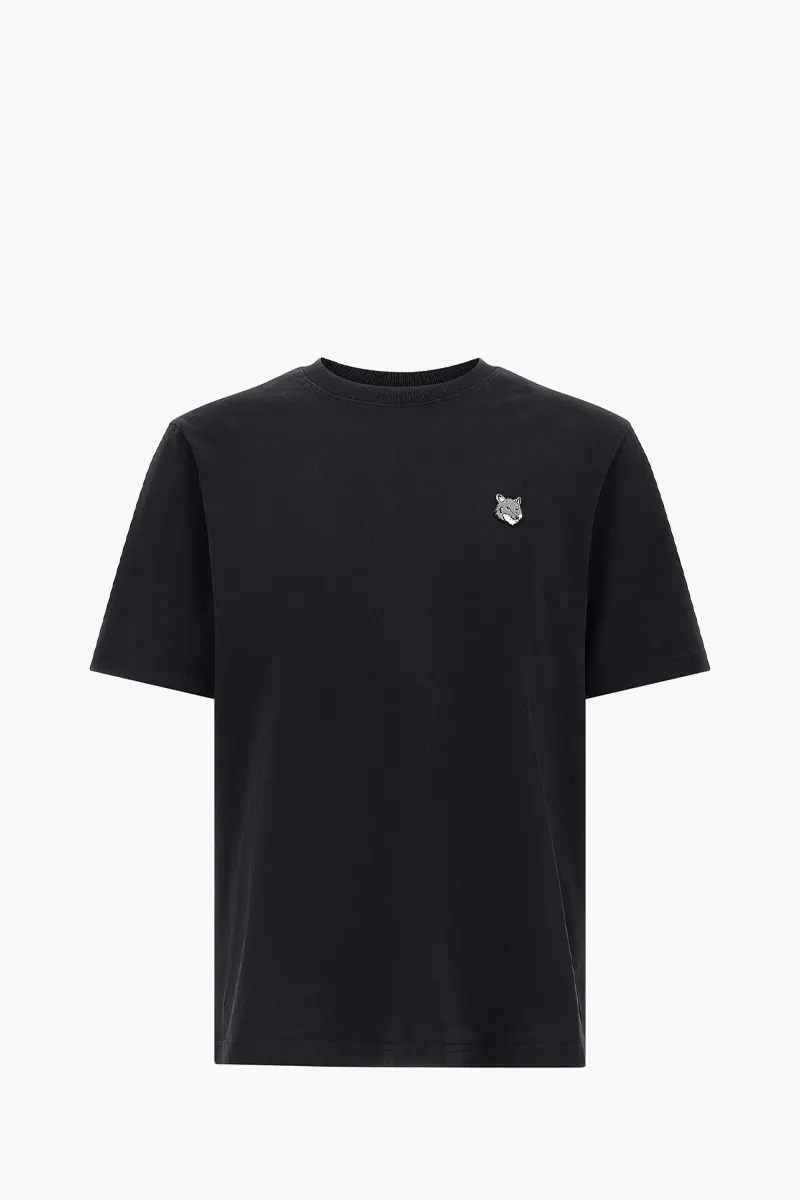 MAISON KITSUNE Men Fox Head Comfort T-Shirt in Black Cotton Jersey 0