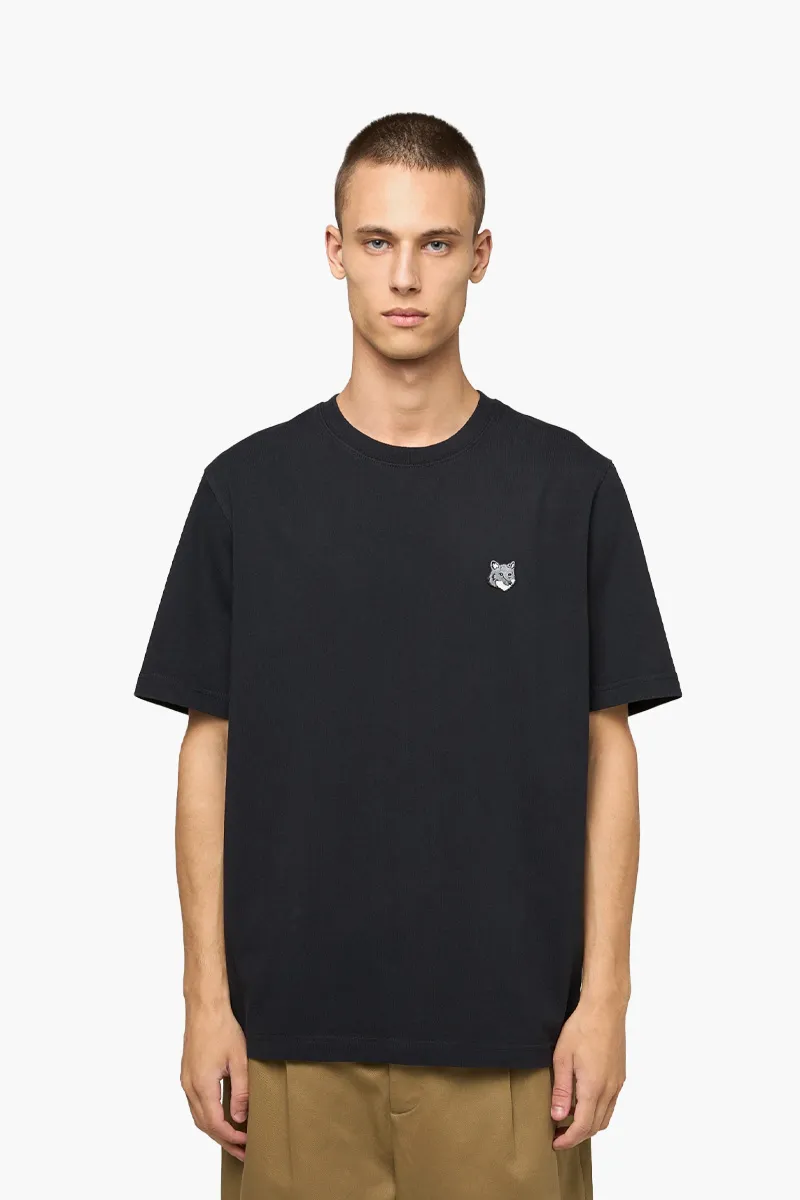 MAISON KITSUNE Men Fox Head Comfort T-Shirt in Black Cotton Jersey 2