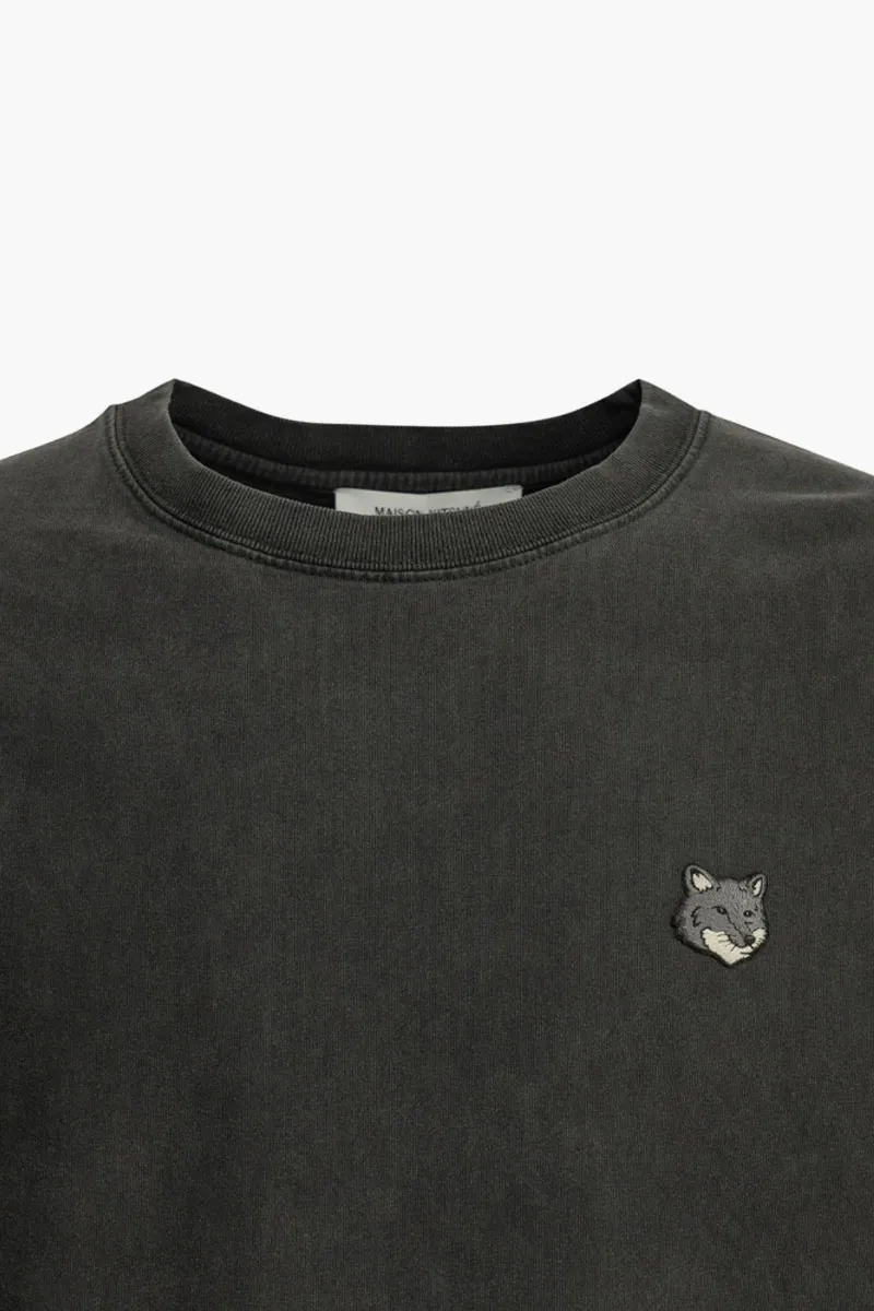 MAISON KITSUNE Men Fox Head Comfort T-Shirt in Black Faded Cotton Jersey 2